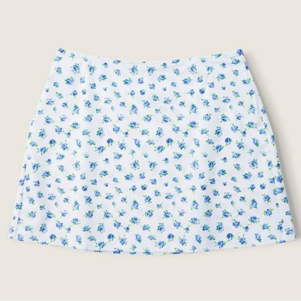NWT PINK Victoria's Secret White Mini Skirt with Blue Floral Print